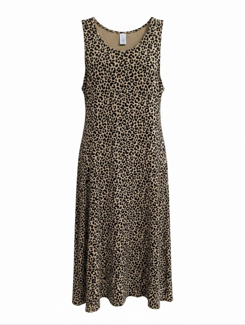 Sleeveless Leopard Print Midi Swing Dress in Tan and Black Old Navy Size Medium